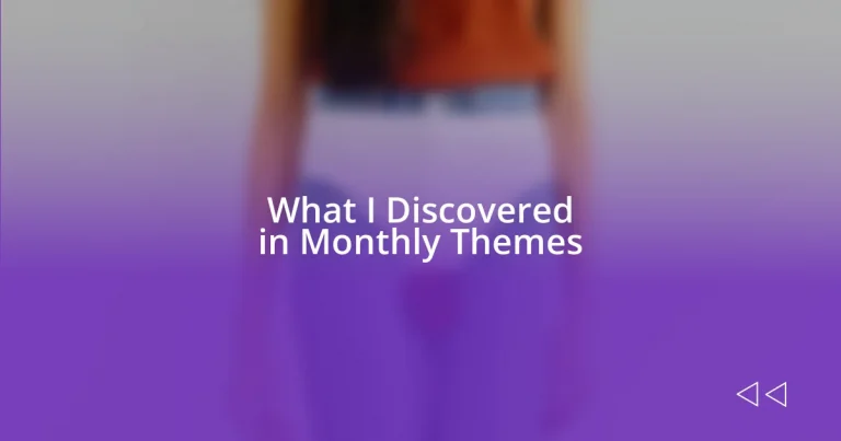 What I Discovered in Monthly Themes