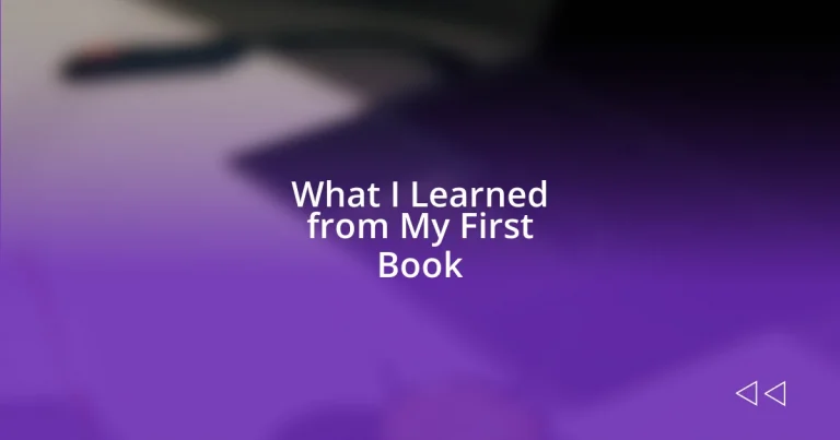 What I Learned from My First Book