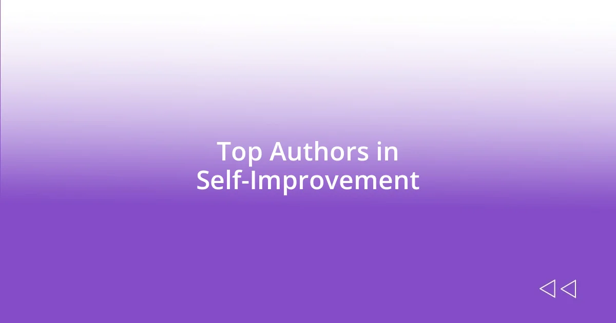 Top Authors in Self-Improvement